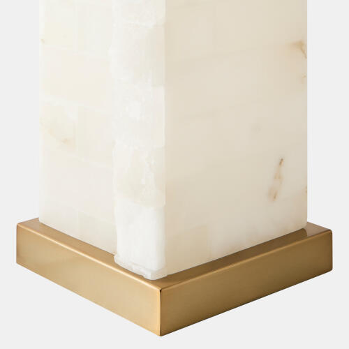 Kasia Square Alabaster Lamp-Brass