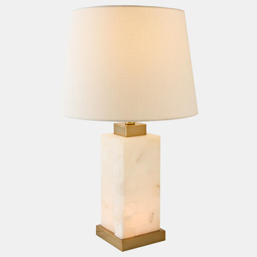 Kasia Square Alabaster Lamp-Brass