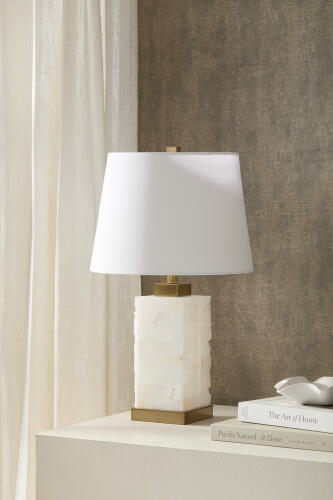 Kasia Square Alabaster Lamp-Brass