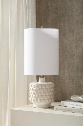Otto Carved Ceramic Lamp-Beige