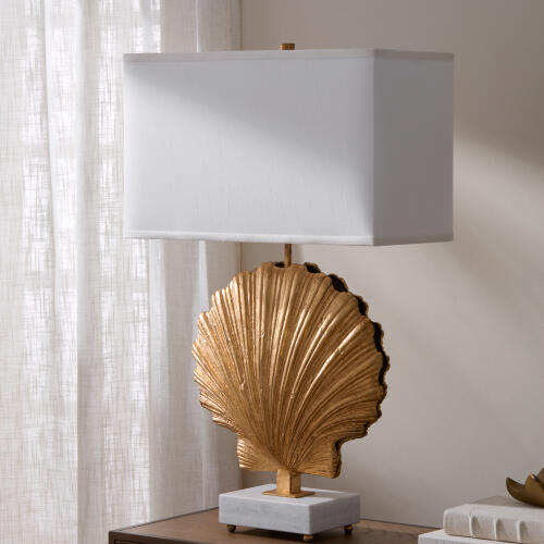 Sea Scallop Lamp-Gold Leaf
