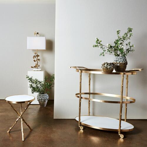 Twig Table-Brass/White Marble