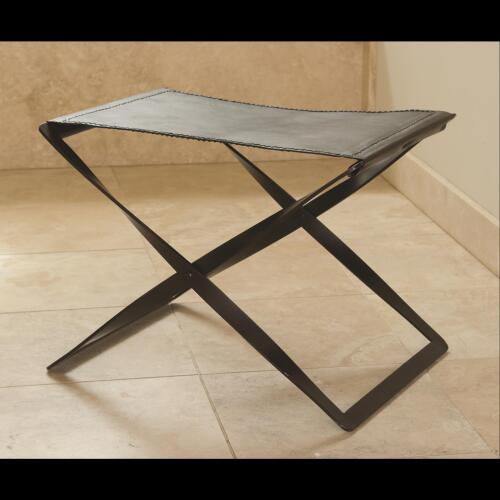 Lloyd Folding Stool-Brown Leather