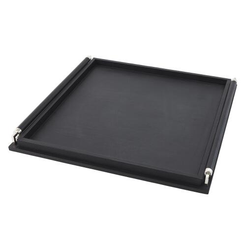 Wrapped Handle Tray-Black Leather