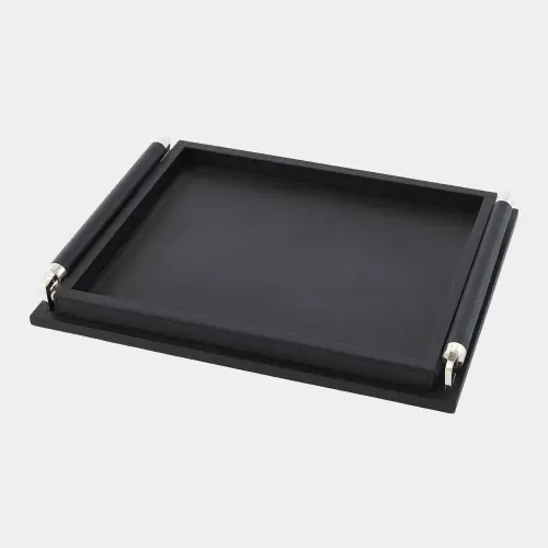 boden leather handle rectangle tray-black