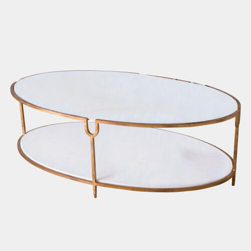 Harrington Oval Coffee Table-Iron/Stone