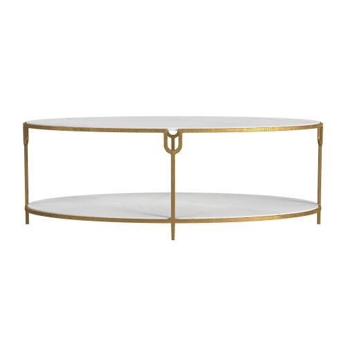 Iron and Stone Oval Coffee Table