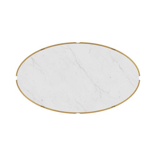 Iron and Stone Oval Coffee Table