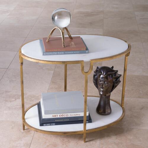 Harrington Side Table-Iron/Stone