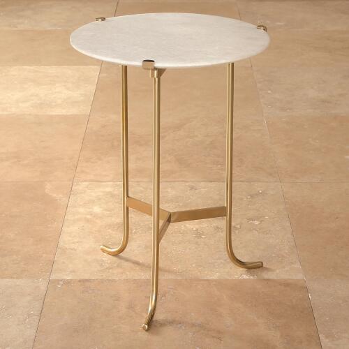 Plie Table-Brass/White Honed Marble