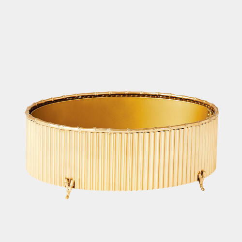 Kai Corrugated Bamboo Cachepot-Brass-Lg