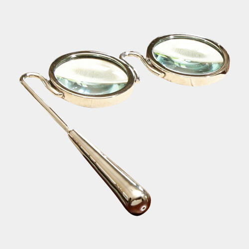 Lorgnette Magnifying Glass-Nickel
