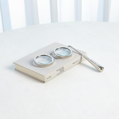 Lorgnette Magnifying Glass-Nickel