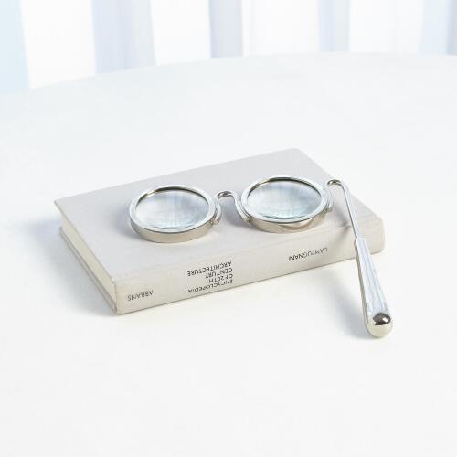 Lorgnette Magnifying Glass-Nickel