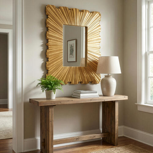 Linenfold Mirror-Brass