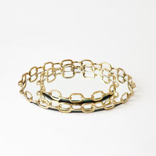 Linked Mirrored Tray-Brass