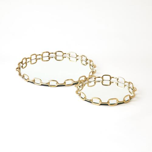 Linked Mirrored Tray-Brass