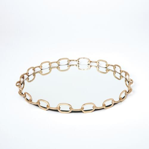 Linked Mirrored Tray-Brass