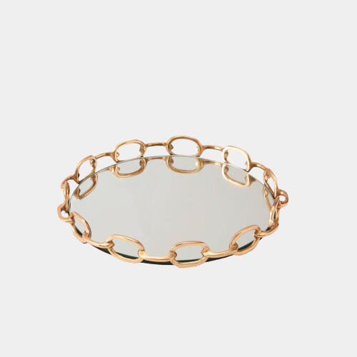 Linked Mirrored Tray-Brass