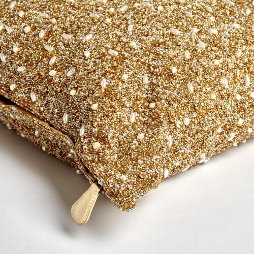 Golden Beaded Pillow