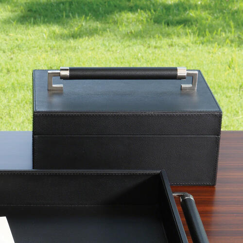 Wrapped Leather Handle Box-Black