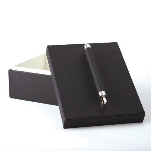 Wrapped Leather Handle Box-Black