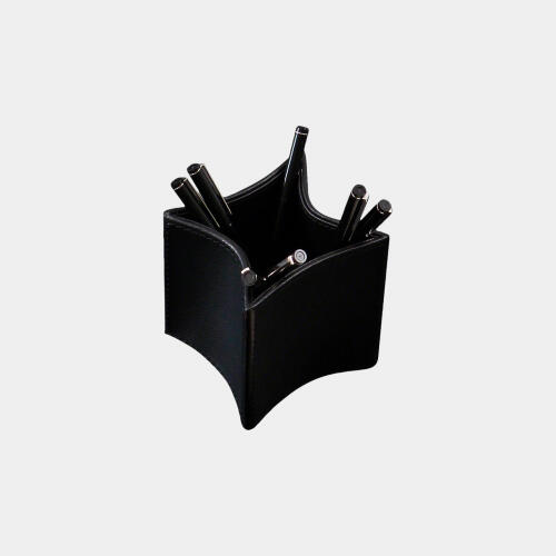 Freddy Folded Leather Pencil Cup-Black