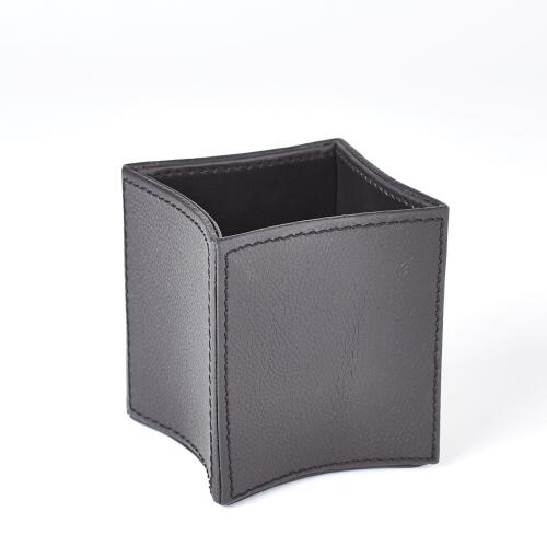 Folded Leather Pencil Cup-Black