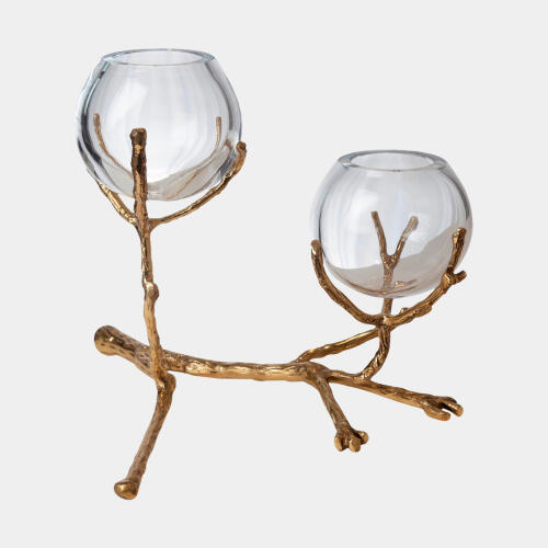 Twig 2 Vase Holder-Brass