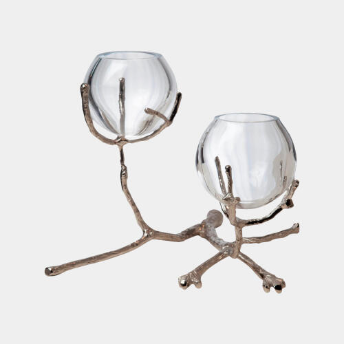 Twig 2 Vase Holder-Nickel