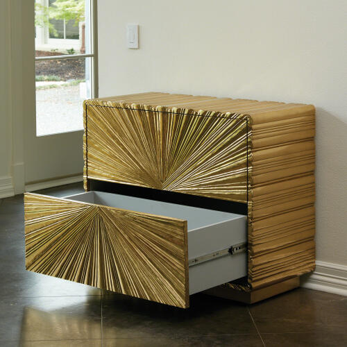Linenfold Two-Drawer Chest-Brass