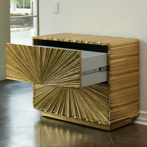 Linenfold Two-Drawer Chest-Brass