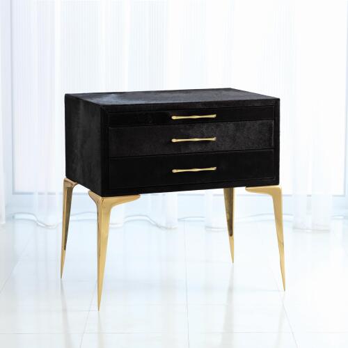 Stiletto Bedside Table-Black Hair-on-Hide