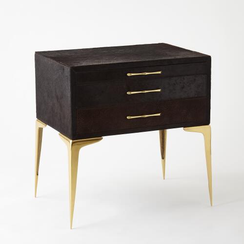 Stiletto Bedside Table-Black Hair-on-Hide