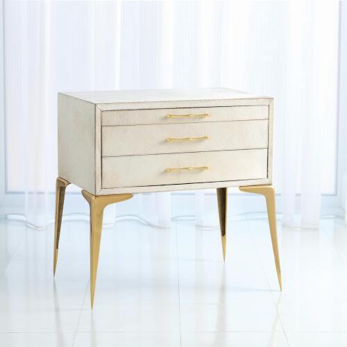Stiletto Bedside Table-White Hair-on-Hide
