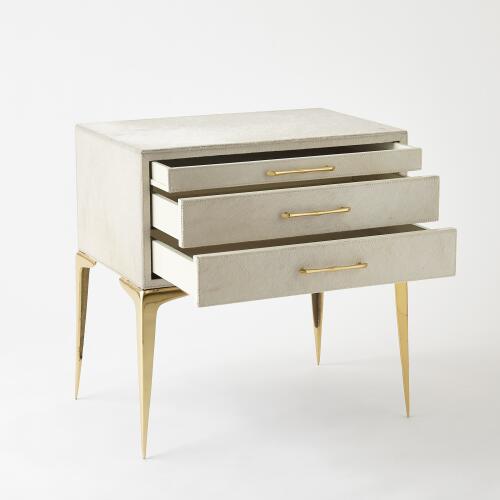 Stiletto Bedside Table-White Hair-on-Hide