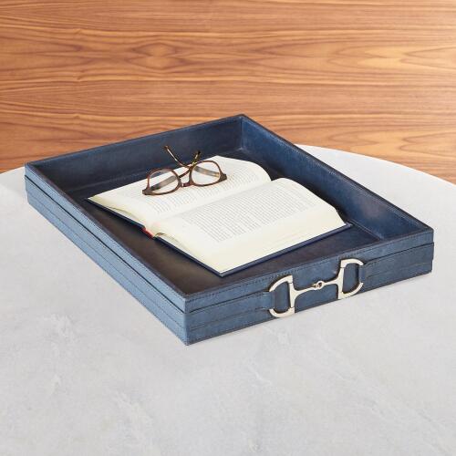 Stirrup Detail Tray-Blue Wash