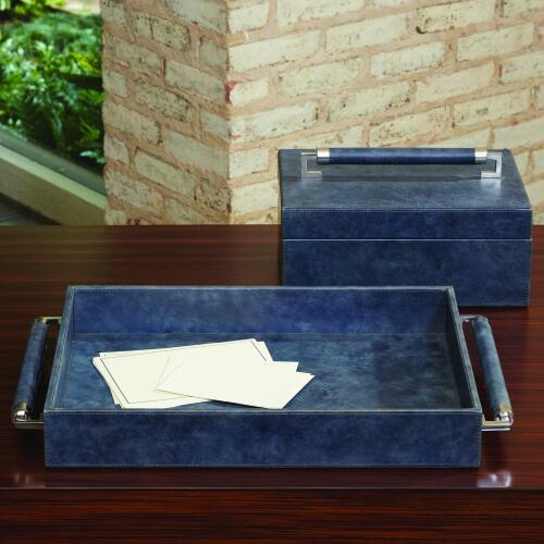Double Handle Serving Tray-Blue Wash