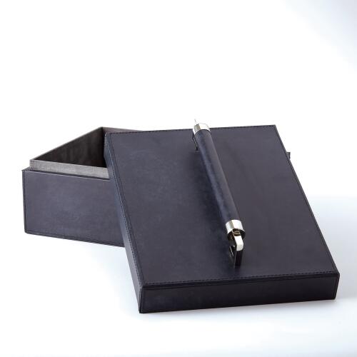 wrapped leather handle box-blue wash