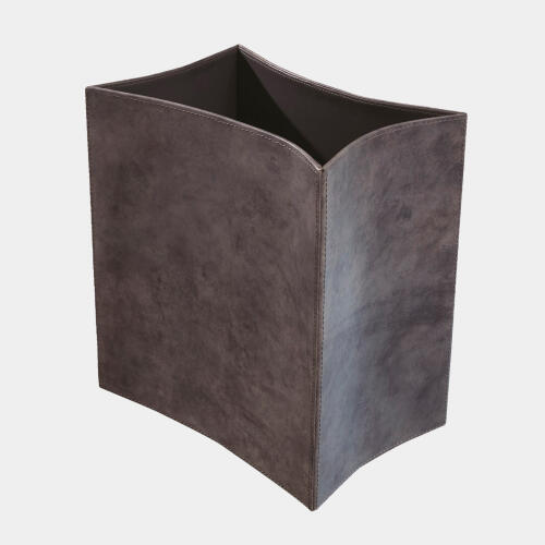 Freddy Folded Leather Wastebasket-Blue Wash