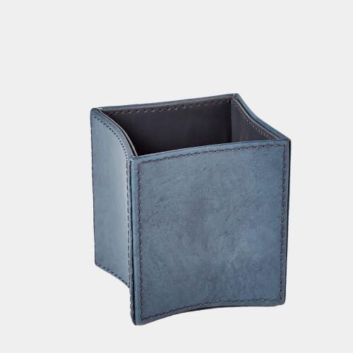 Freddy Folded Leather Pencil Cup-Blue Wash