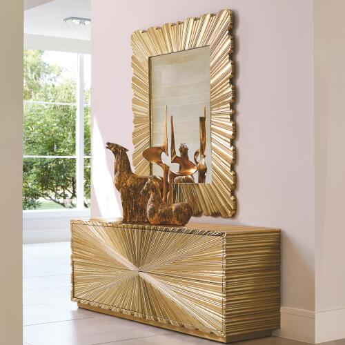 Linenfold Mirror-Brass