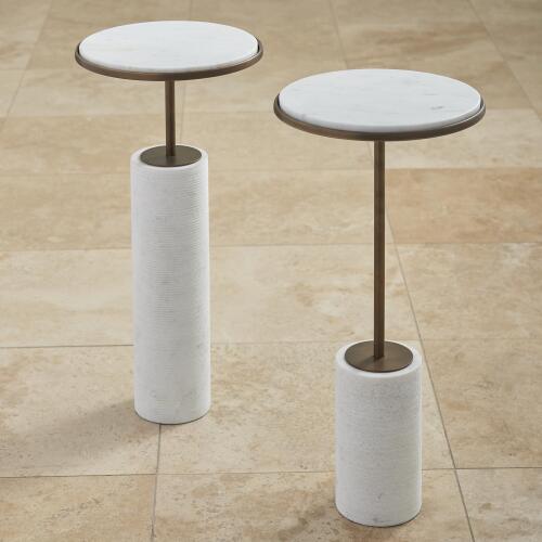 Flummox Tall Cored Marble Table-Bronze