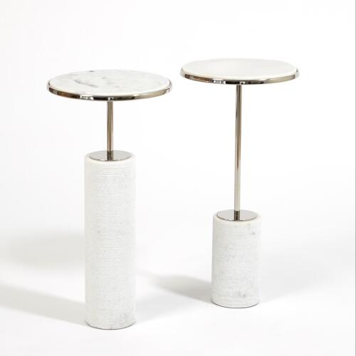 Short Cored Marble Table-Nickel