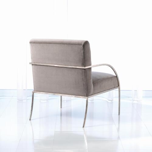 Swoop Chair-Grey Velvet-Nickel