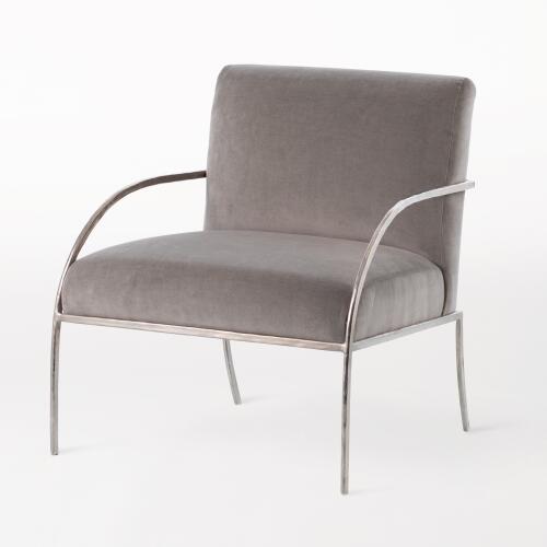swoop chair-grey velvet-nickel