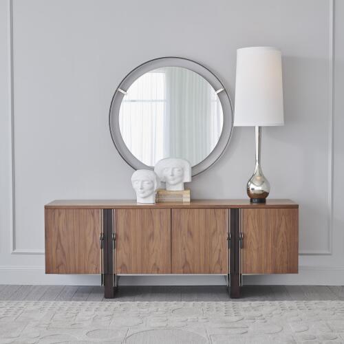 Floating Mirror-Nickel Clips-Natural Iron Rim