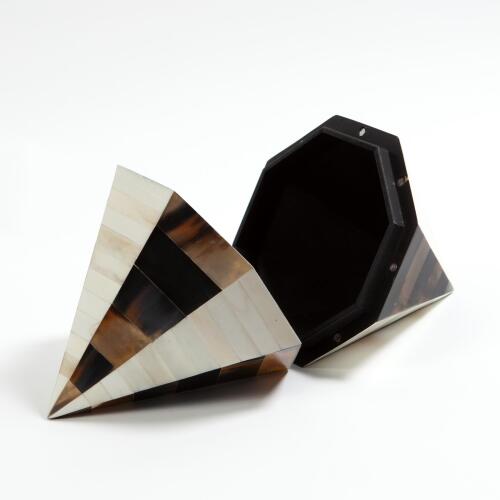 Triangle Cone Box-Brown Horn/White Bone