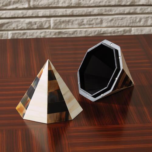 Triangle Cone Box-Brown Horn/White Bone