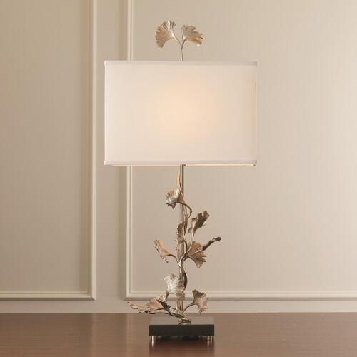 Ginkgo Table Lamp-Nickel